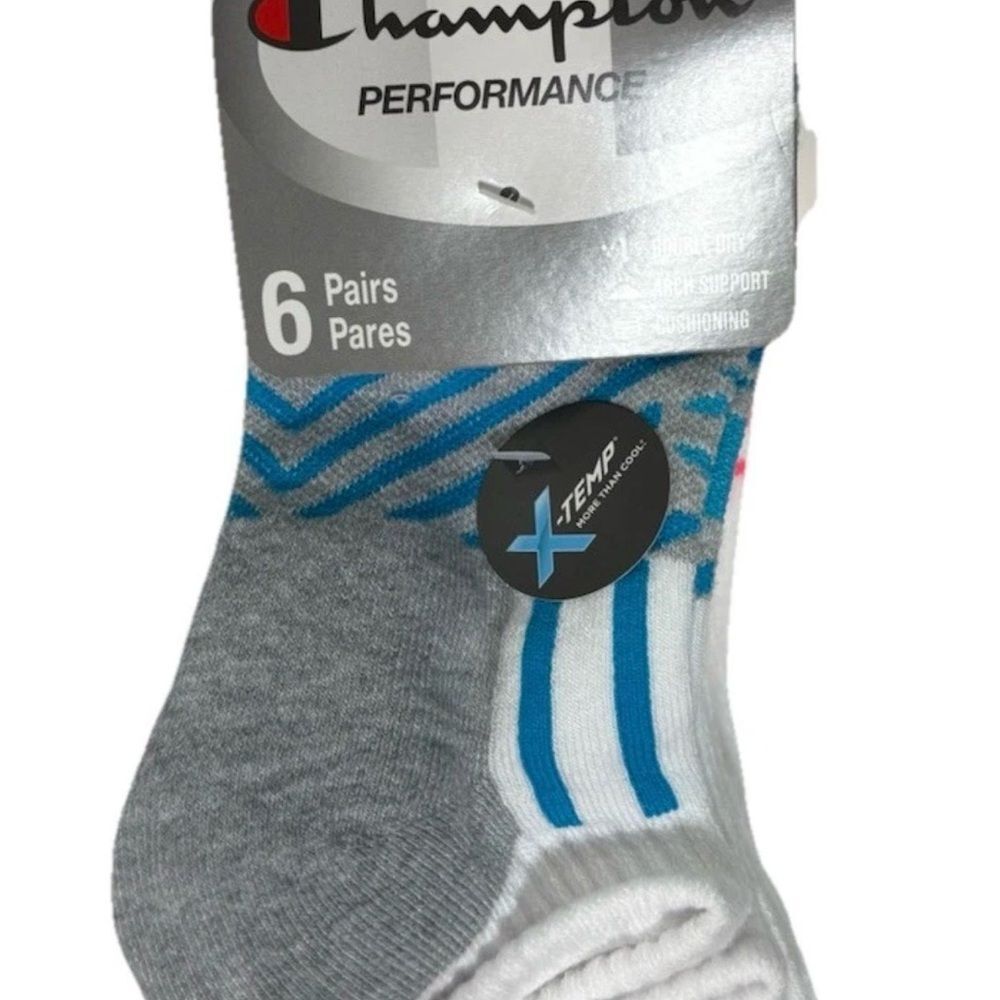 Champion Women’s Athletic Socks - Gray, White, and Blue